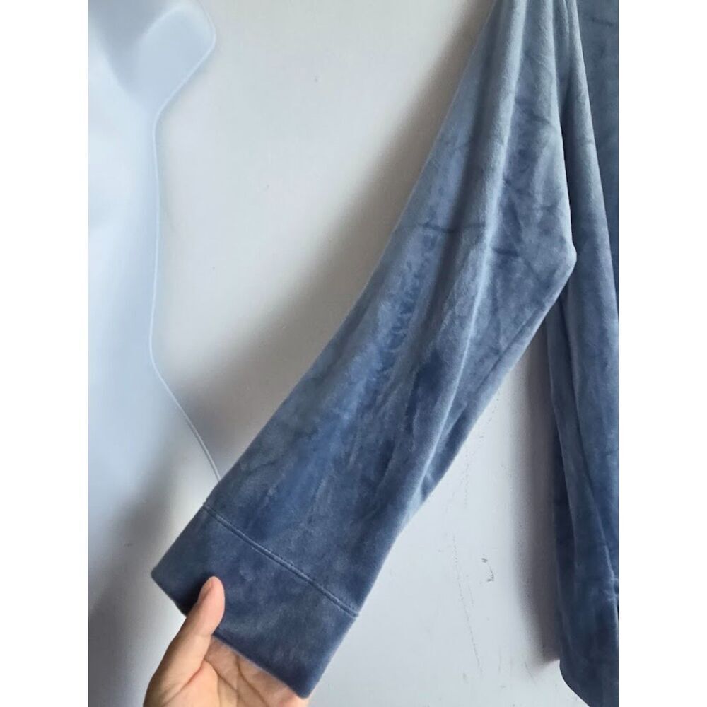 J.Jill Pure Jill Blue Grey V-Neck Velvet & Satin Trim Long Sleeve Blouse XLP - Picture 3 of 7